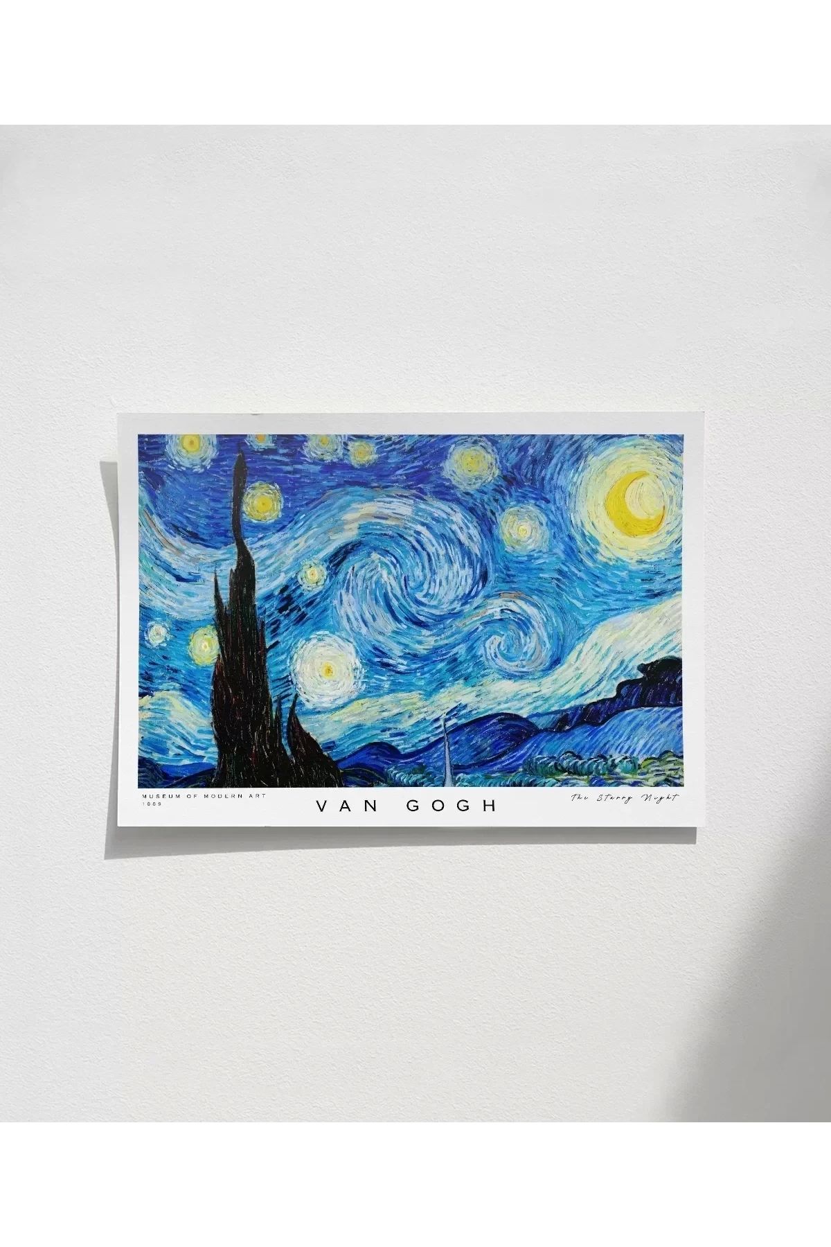 VOGLOO Çerçevesiz Poster Vincent Van Gogh Yıldızlı Gece