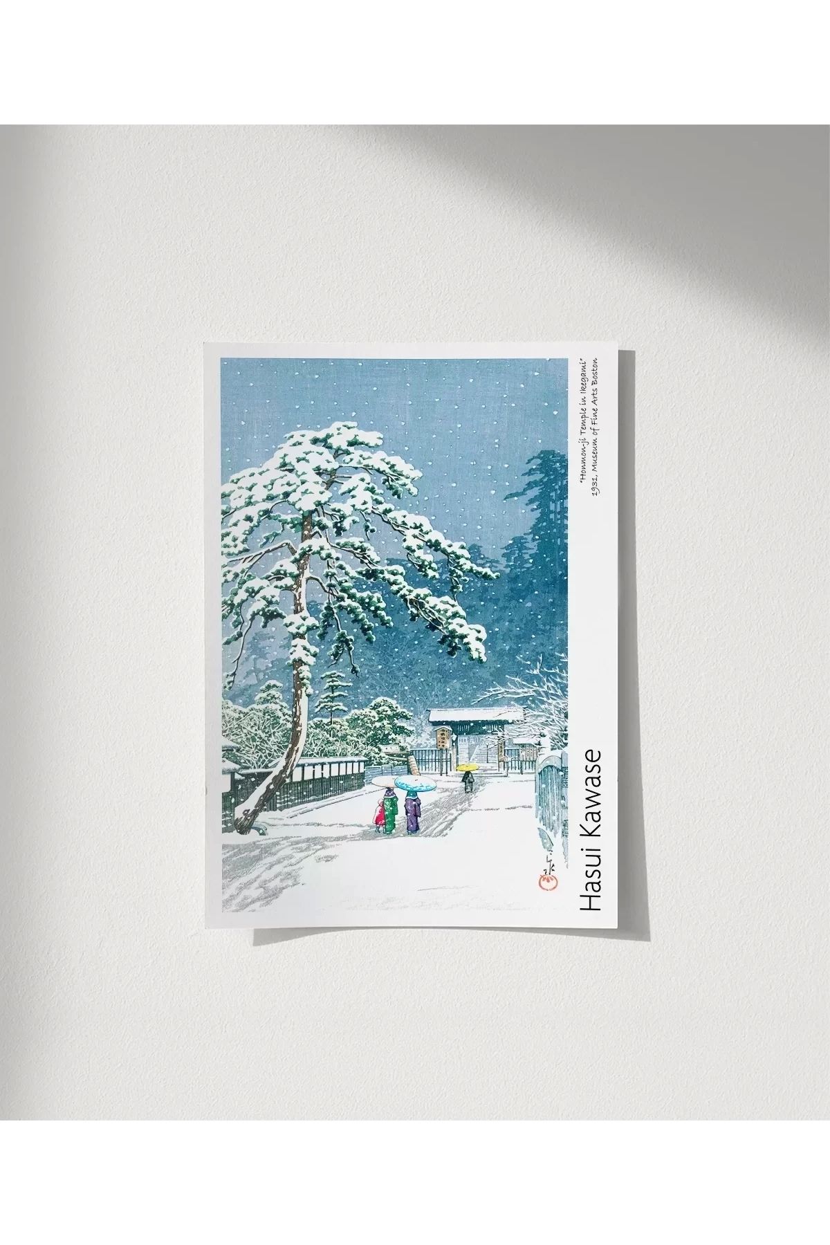 VOGLOO Çerçevesiz Poster Hasui Kawase Ikegami'deki Honmonji Tapınağı