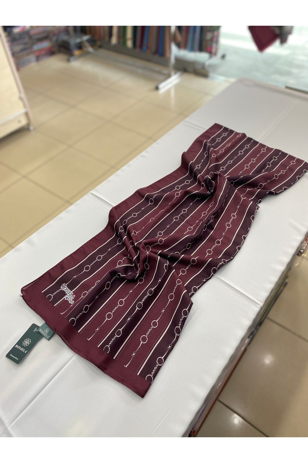 Bonjela Zincir Desen Pamuklu Soft Şal