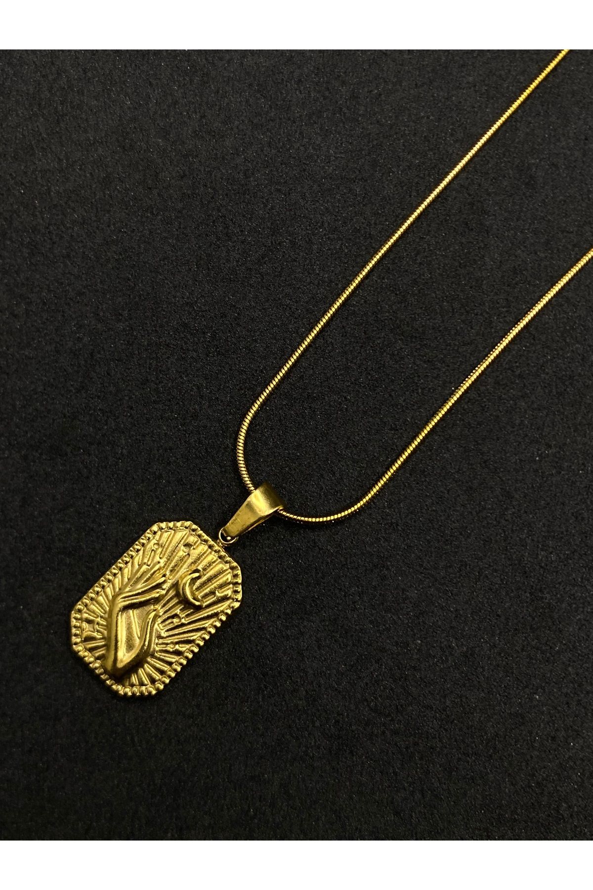Jiji Jewelery Tarot Etnik Bohem Tarz Trend Altın Renk Paslanmaz Çelik Kolye