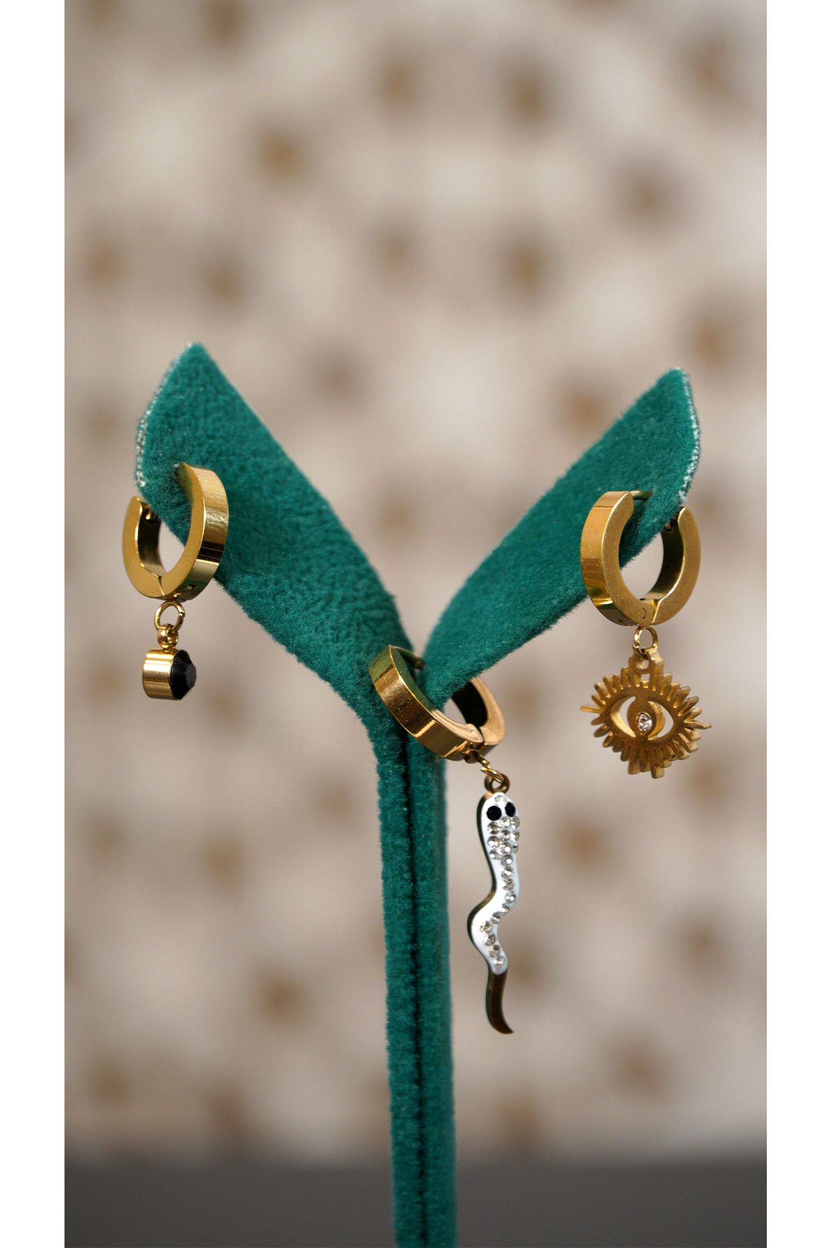 Jewerly Bak butik 3lu Çelik Kadin Küpe