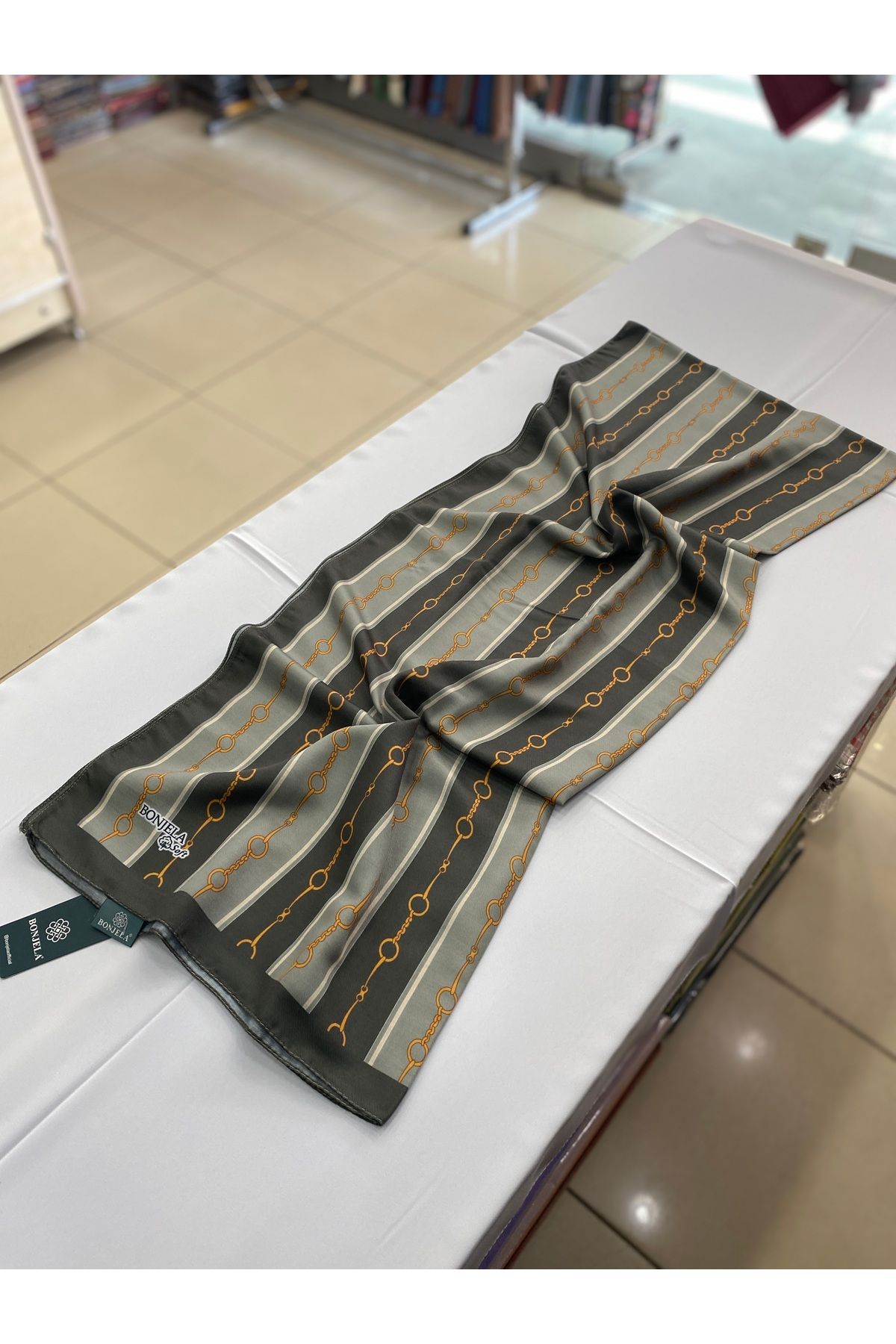 Bonjela Zincir Desen Pamuklu Soft Şal