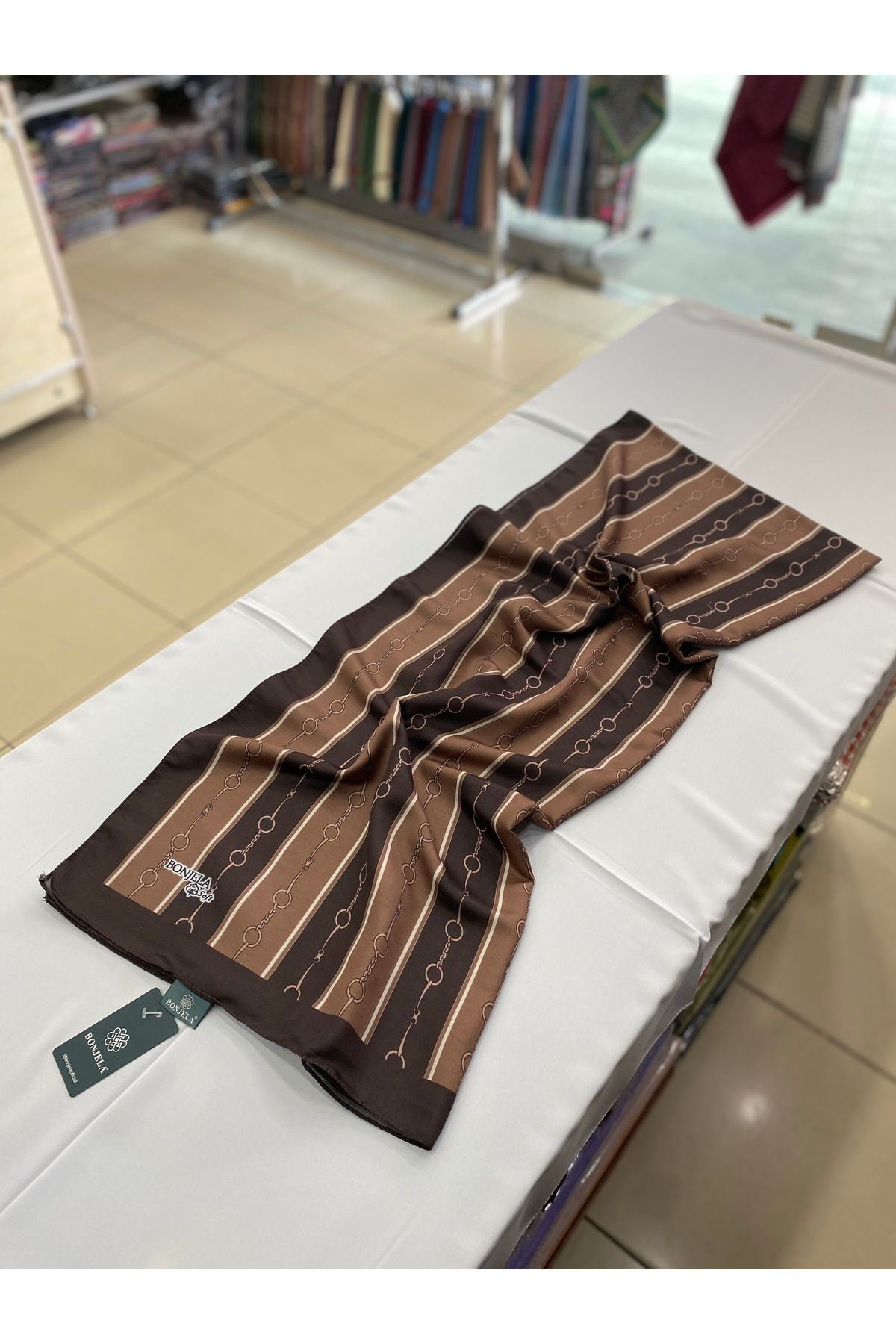 Bonjela Zincir Desen Pamuklu Soft Şal