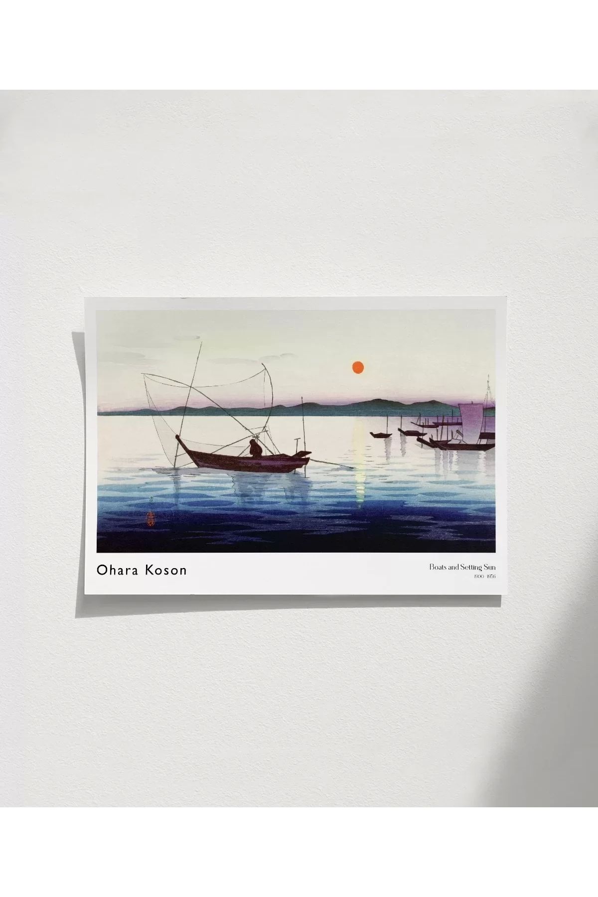 VOGLOO Çerçevesiz Poster Ohara Koson Tekneler ve Batan Güneş