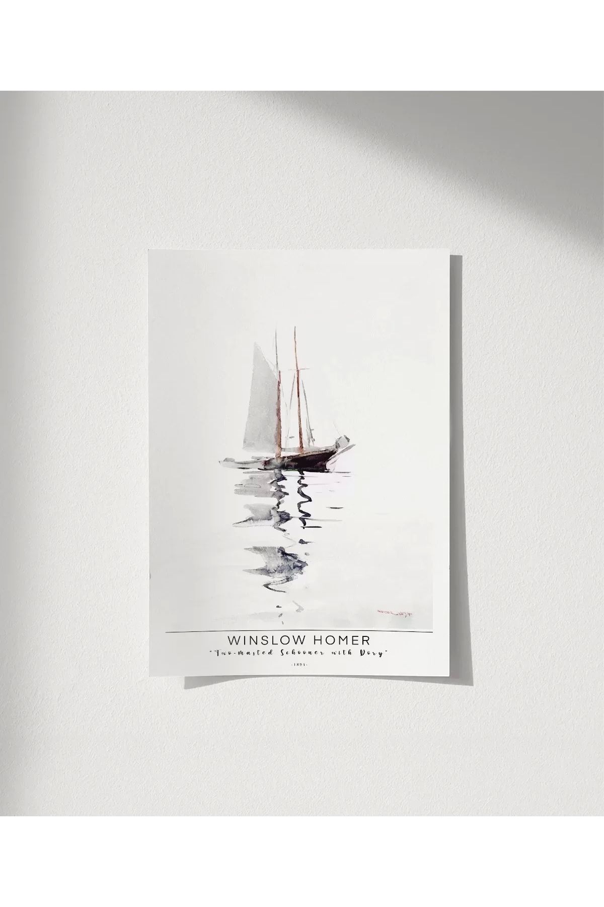 VOGLOO Çerçevesiz Poster Winslow Homer Dory'li İki Direkli Uskuna