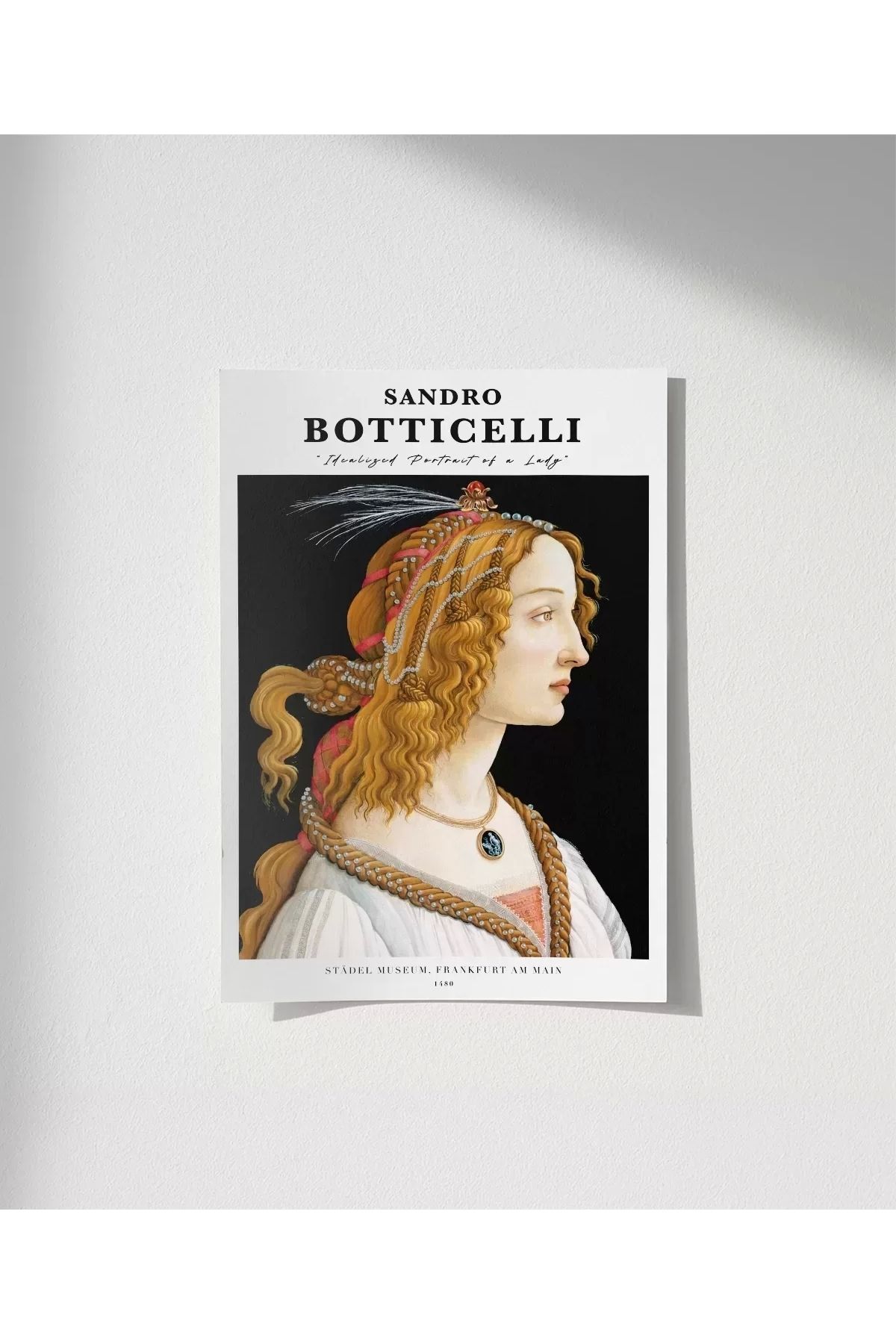 VOGLOO Çerçevesiz Poster Sandro Botticelli Genç Bir Kadının Portresi