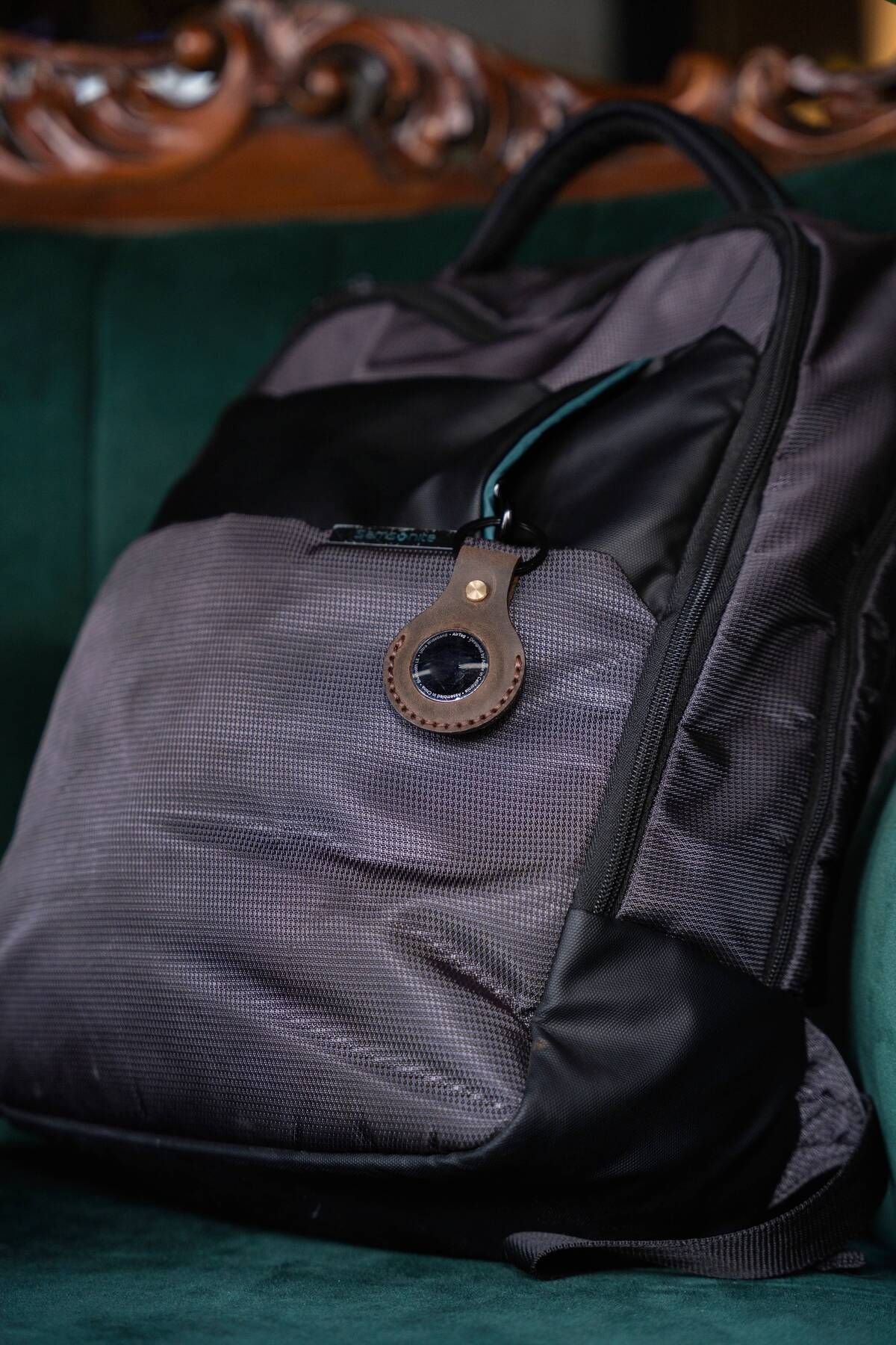 minimal X design-Pouch Keychain Chestnut - Real Leather Handmade - Minimalist Design 4