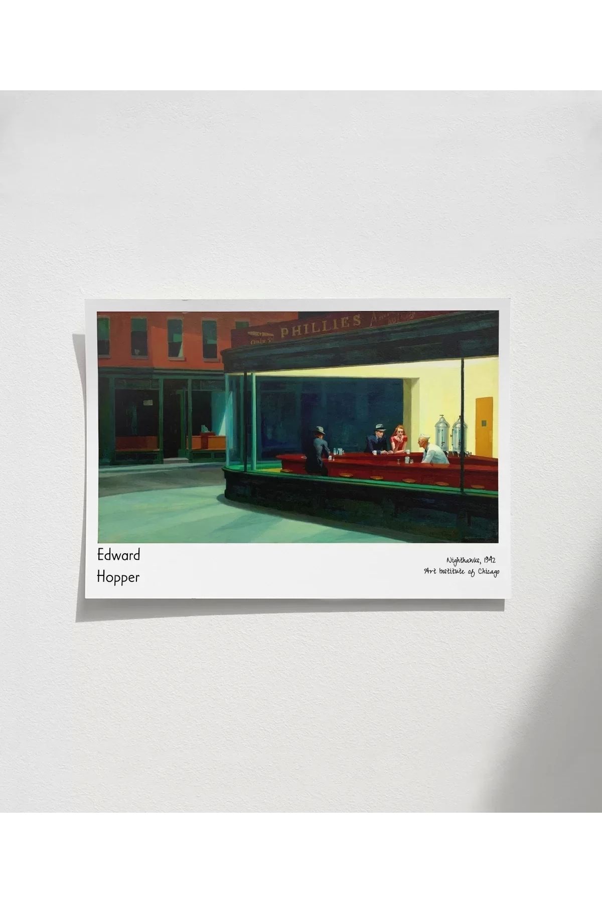 VOGLOO Çerçevesiz Poster Edward Hopper Nighthawks