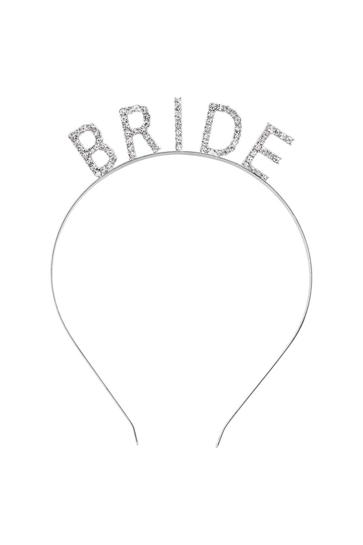 Easy Tedarik Gümüş Renk Bekarlığa Veda Kristal Taş Bride Tacı İthal 16x10 cm