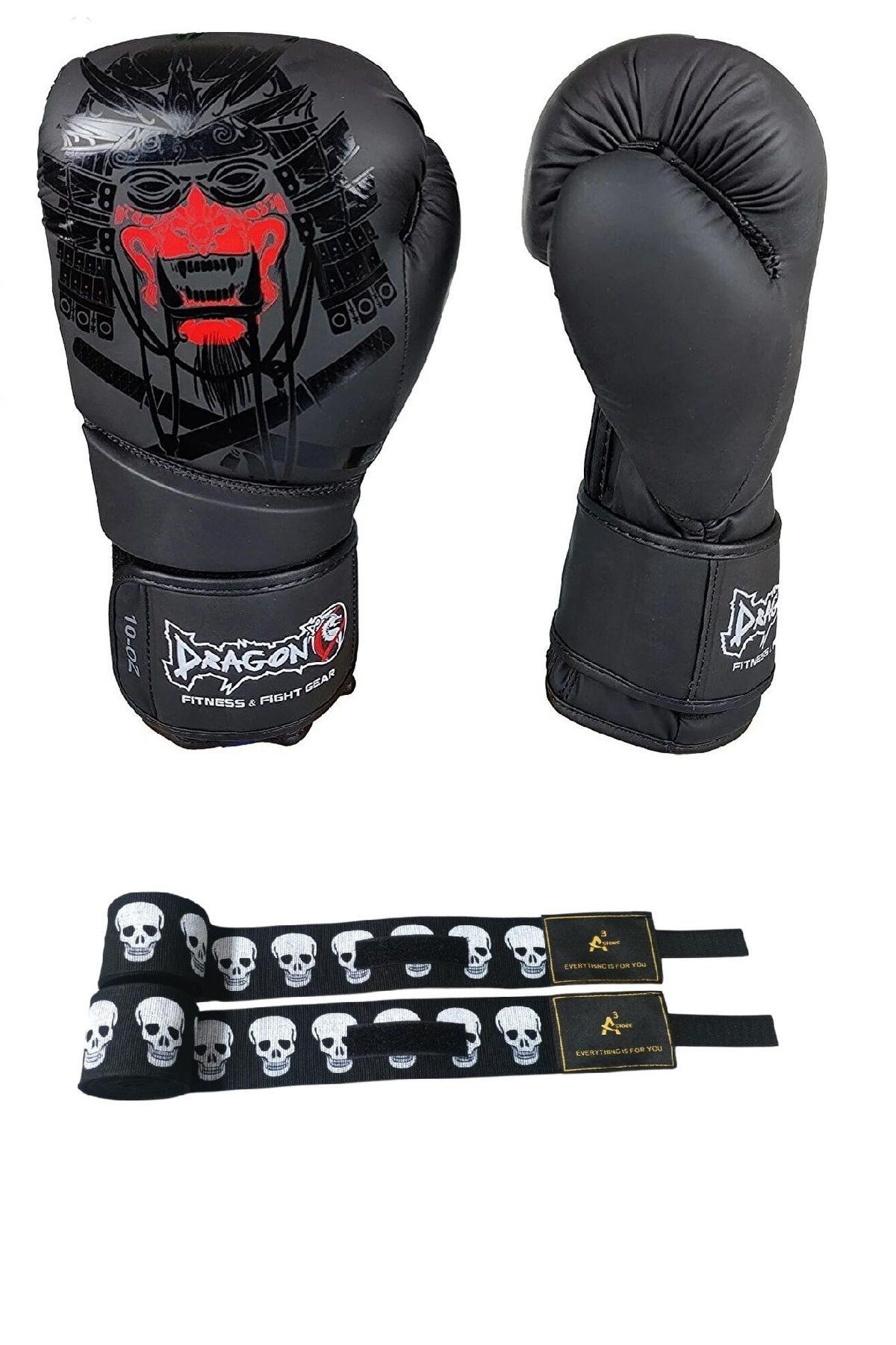 Dragondo Giftoom, Yakuza Boks Kick Boks, Muay Thai Eldiveni Ve 3,5 Metre Siyah A3store Kuru Kafa Boks Bandajı