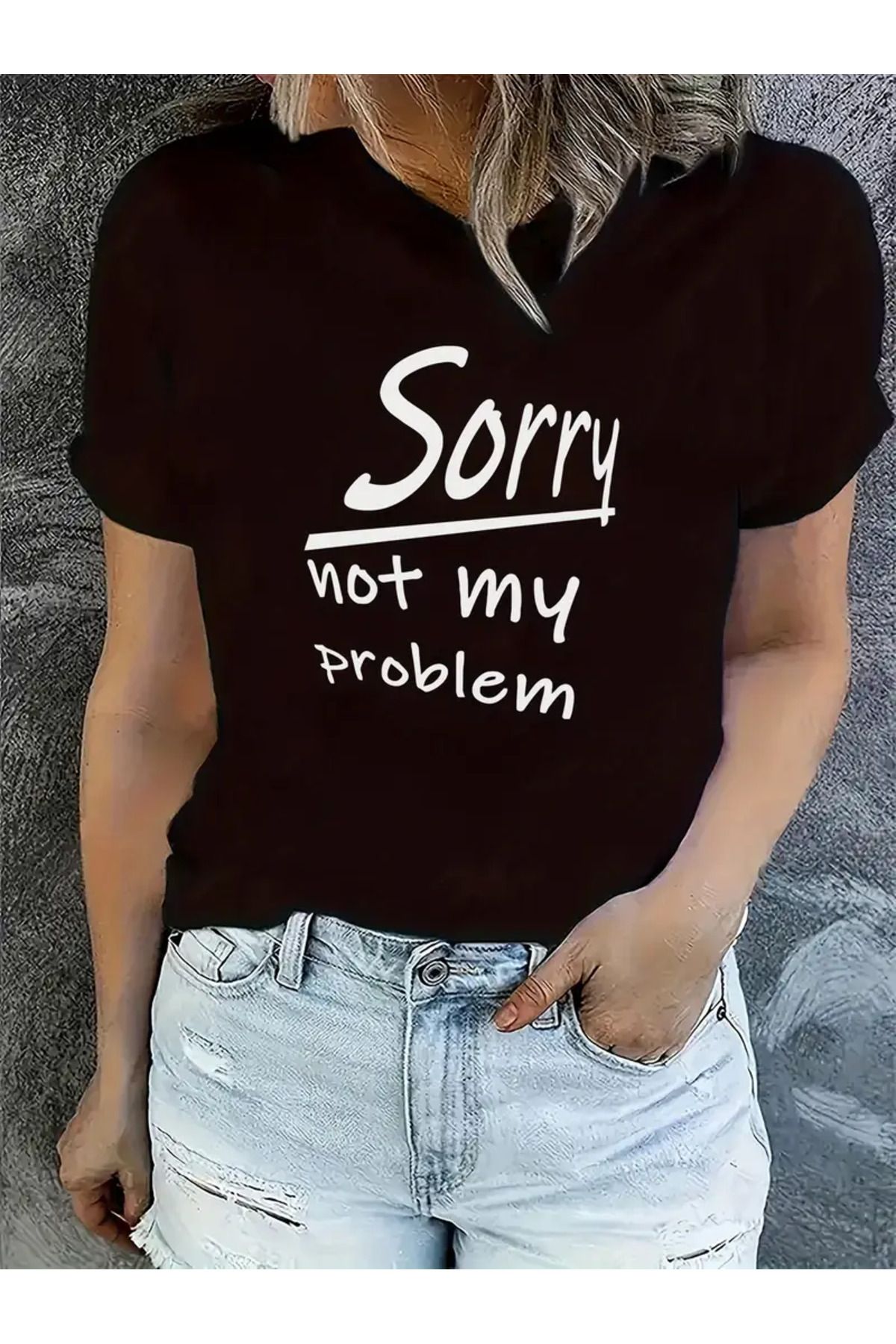 Usaspor Kadınlar İçin "Üzgünüm, Benim Sorunum Değil" Grafikli Tişört Oversize %100 Pamuklu T-Shirt