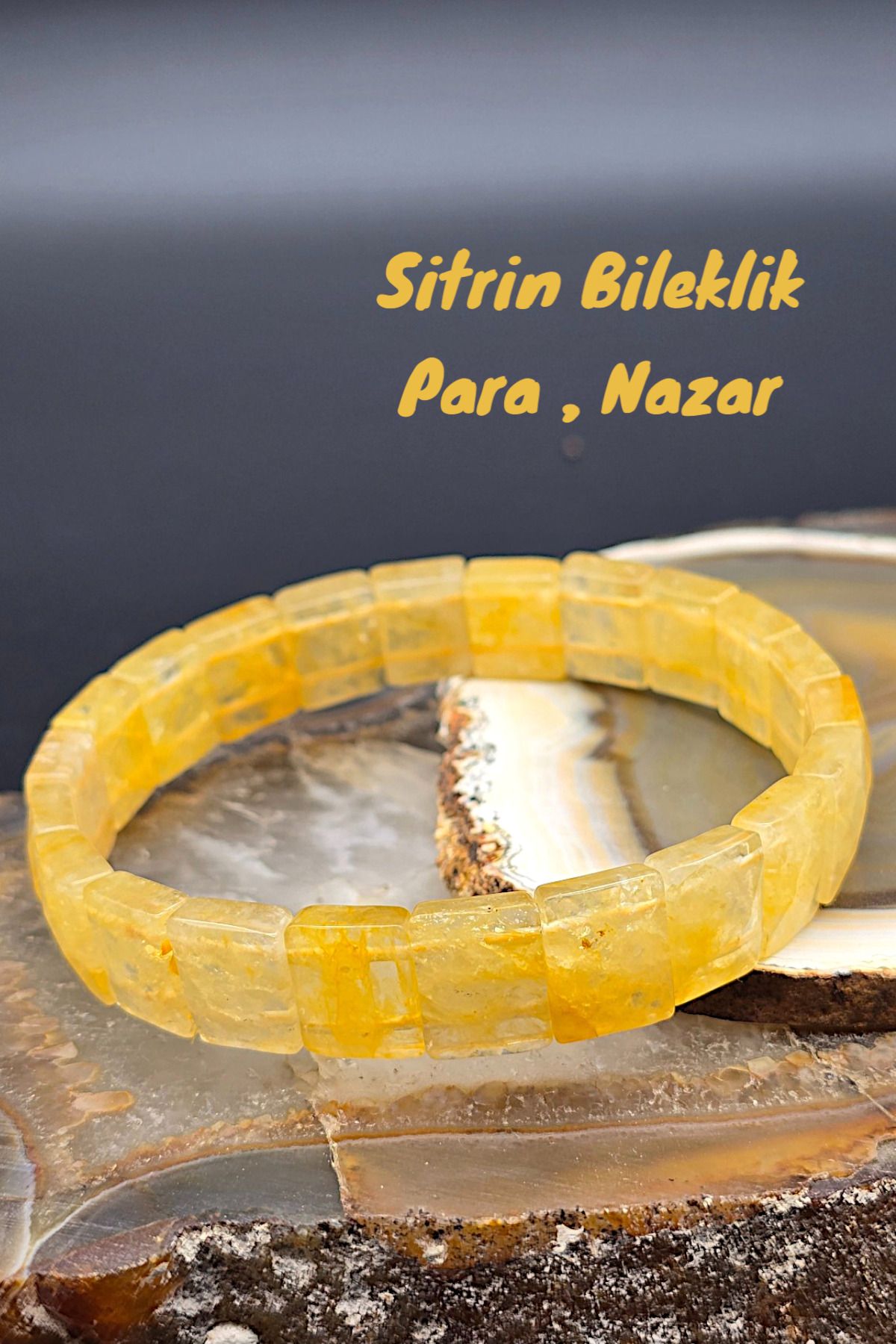 NBS Beautiful Naturel Stones Sitrin Para Doğal Taş Bileklik Unisex ( Çok Kaliteli AA ) ( Günlük , Klasik ,Hediyelik ) Trend