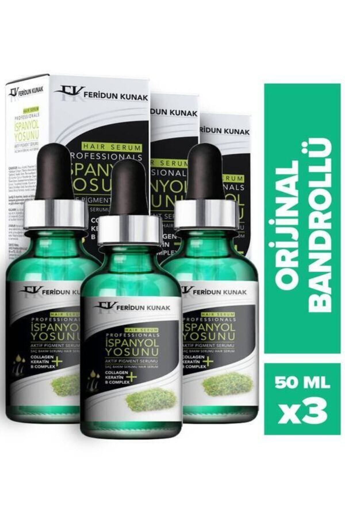 Feridun Konak Ukko Pharma 3 Adet Feridun Konak İspanyol Yosunu Collagen Keratin B Complex Hair Serum 50 ml