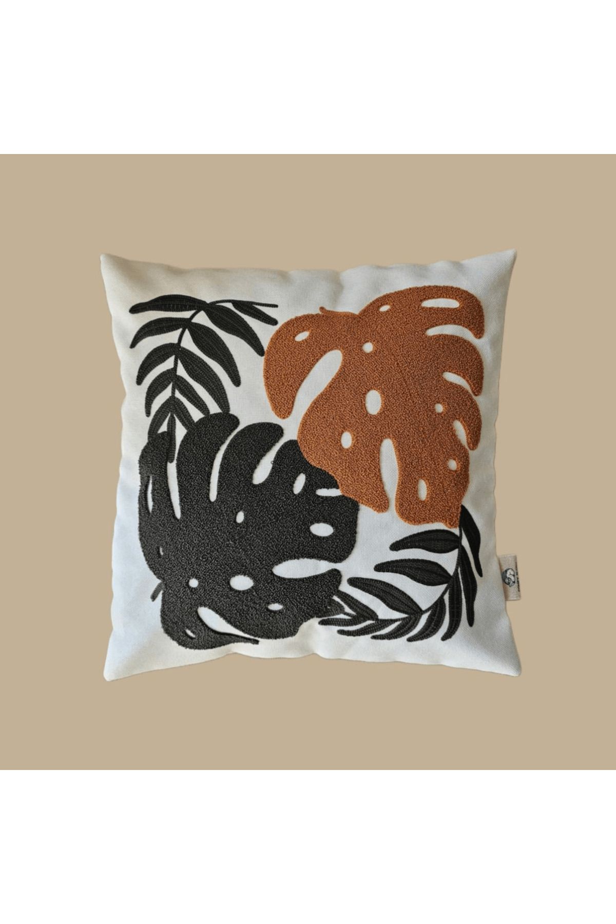 Comfy Sloth Yaprak Nakışlı Punch Kırlent Kılıfı - MONSTERA