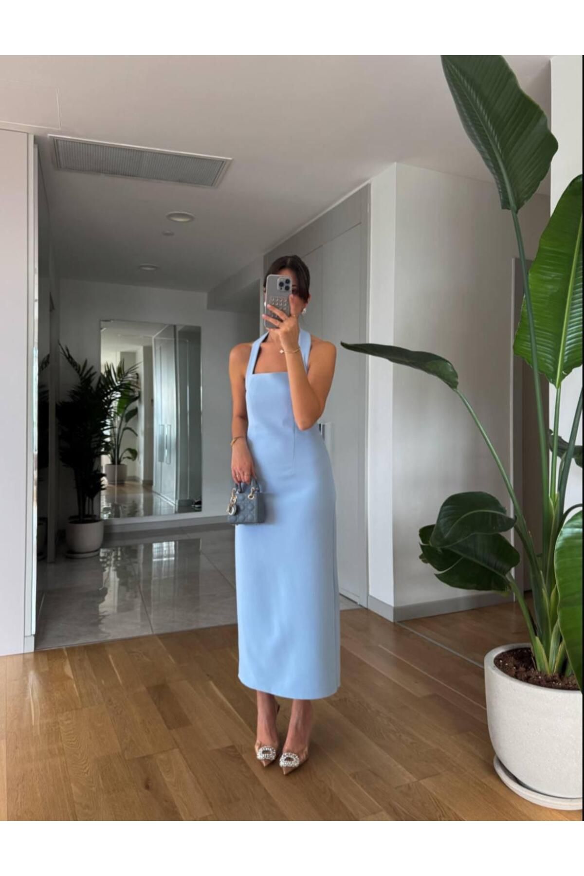 Monapera Boyundan Askılı Maxi Boy Elbise