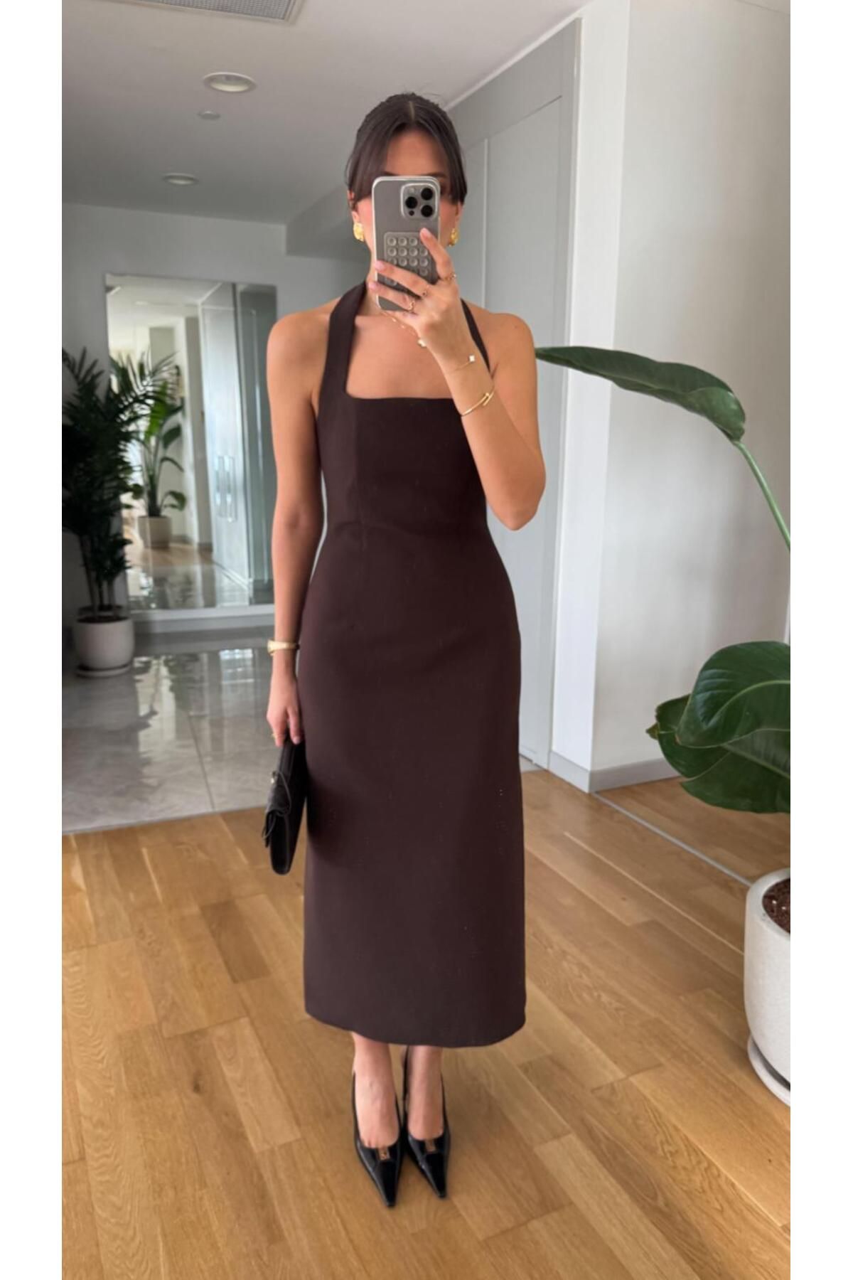 Monapera Boyundan Askılı Maxi Boy Elbise