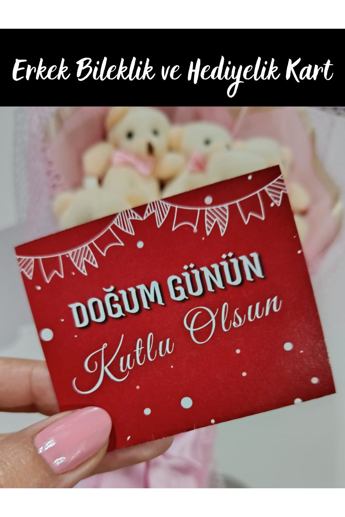 ALLEGORYA İnce Burgulu Erkek Bileklik Gümüş Renk ve Kollarını Açan Hediyelik Kart