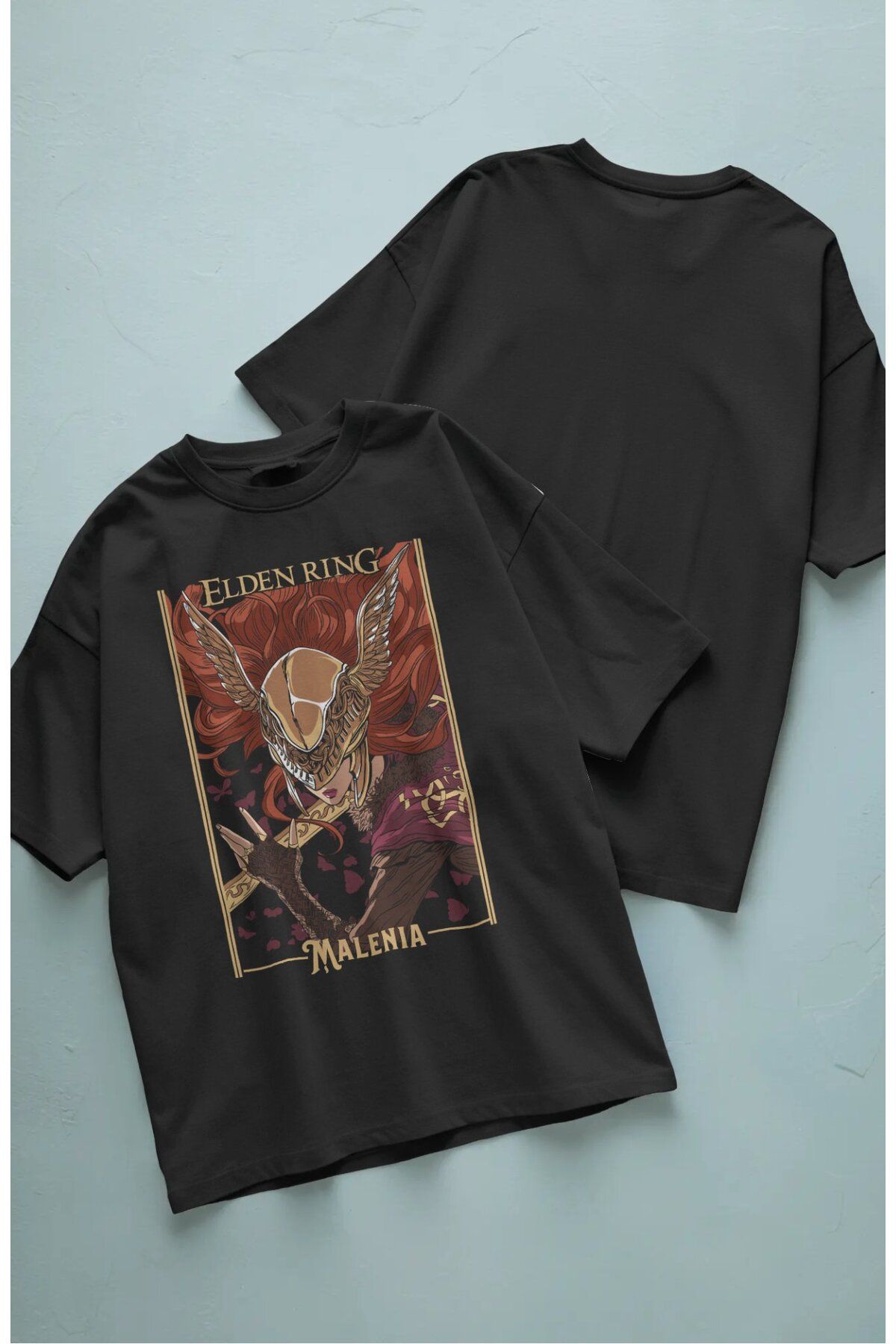 Fuddy Moda Unisex Elden Ring Yazılı T-Shirt, Oversize Video Oyunu Temalı Tişört