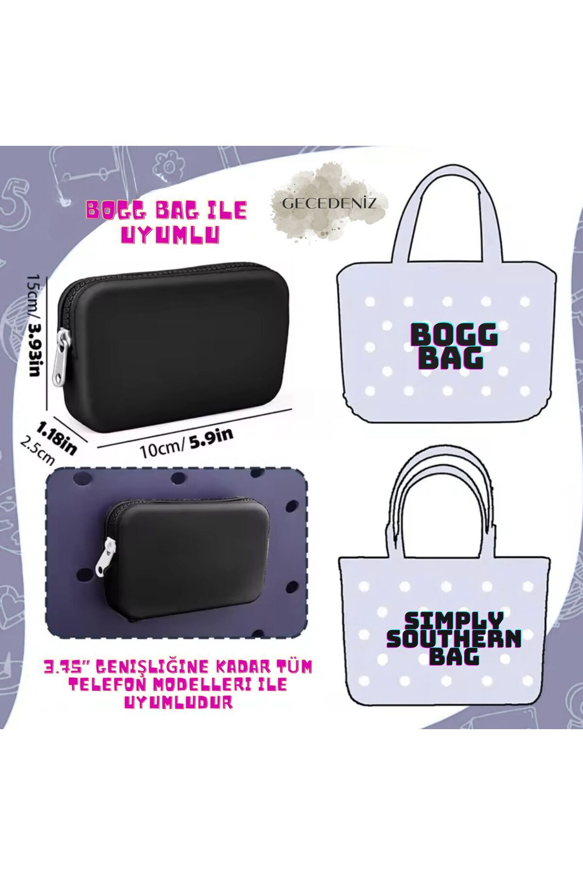 کیف پول مردانه و زنانه لوازم جانبی ضد آب BOGG EVA SILICONE BEACH BAG سیاه GECEDENİZ