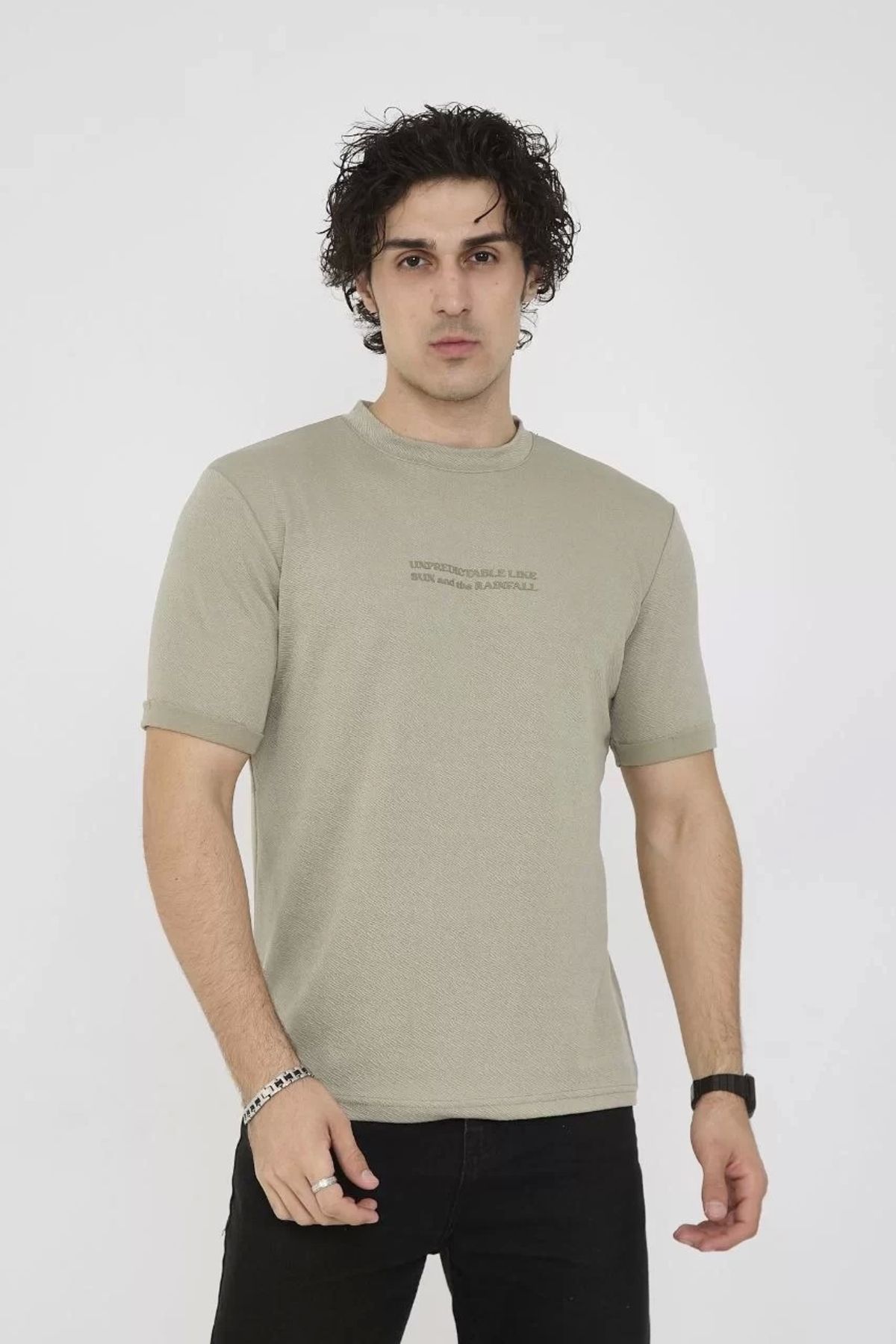 luz&pos Unisex Bisiklet Yaka Slim fit T-Shirt- Açık Yeşil