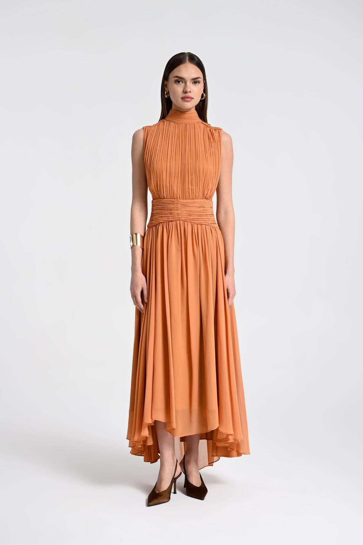 Tpc.Point Collection Kadın Karamel New Stella Uzun Long Şık Elbise