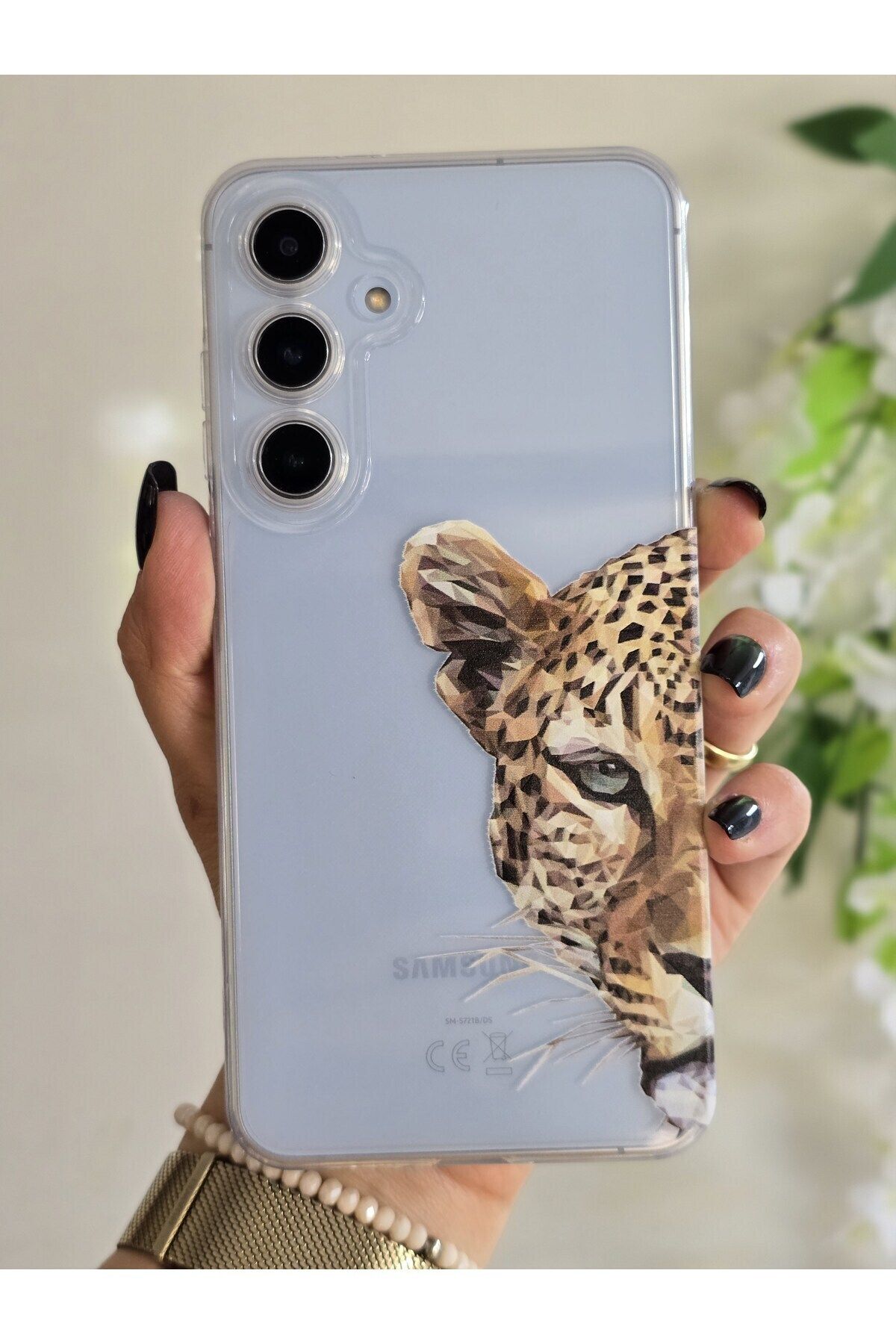 Magic Ring Samsung Galaxy A05S Uyumlu Leopar Desenli Şeffaf Telefon Kılıfı