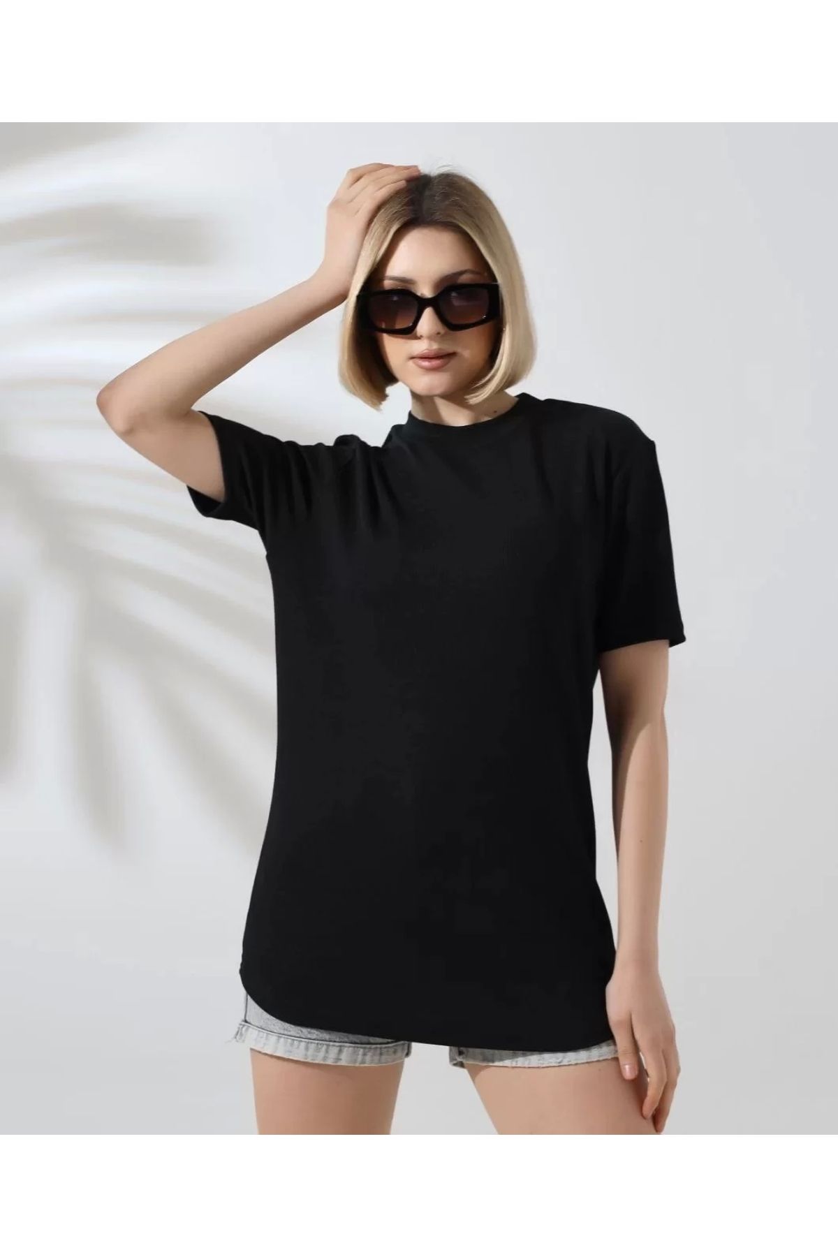 luz&pos Unisex Bisiklet Yaka Slim Fit T-Shirt - Siyah