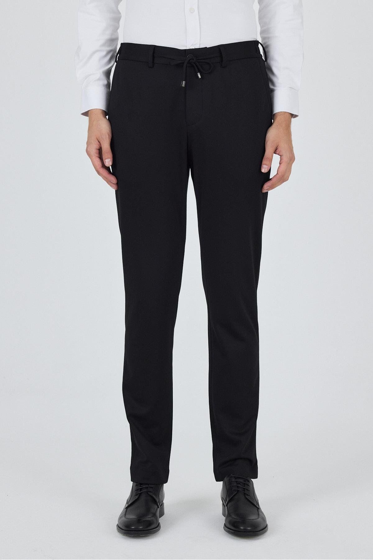 İmza Siyah Esnek Yandan Cepli Casual Slim Fit Pantolon 1003250158