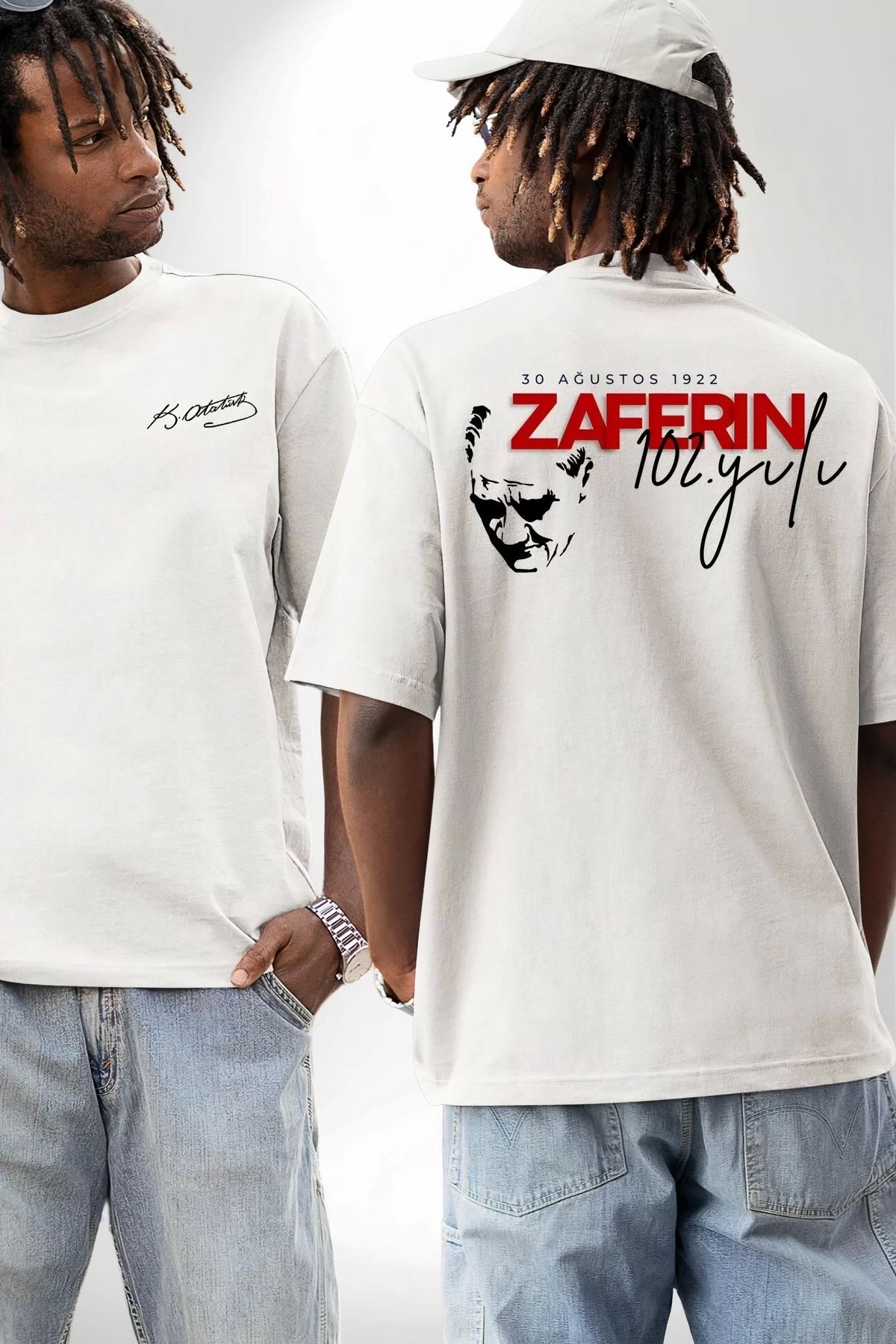 luz&pos 30 Ağustos Baskılı T-shirt - Beyaz