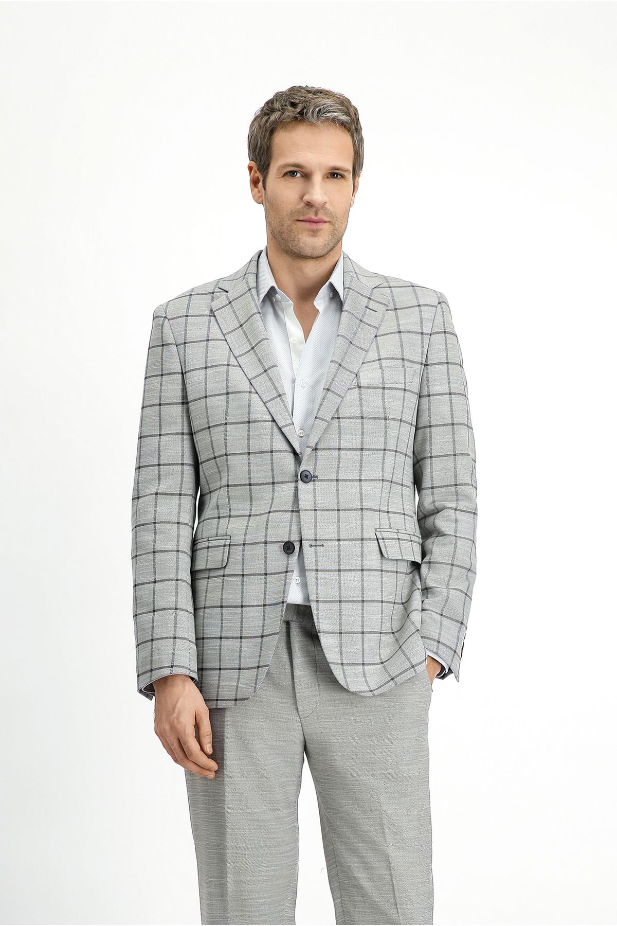 Kiğılı Slim Fit Dar Kesim Kareli Kombinli Takım Elbise