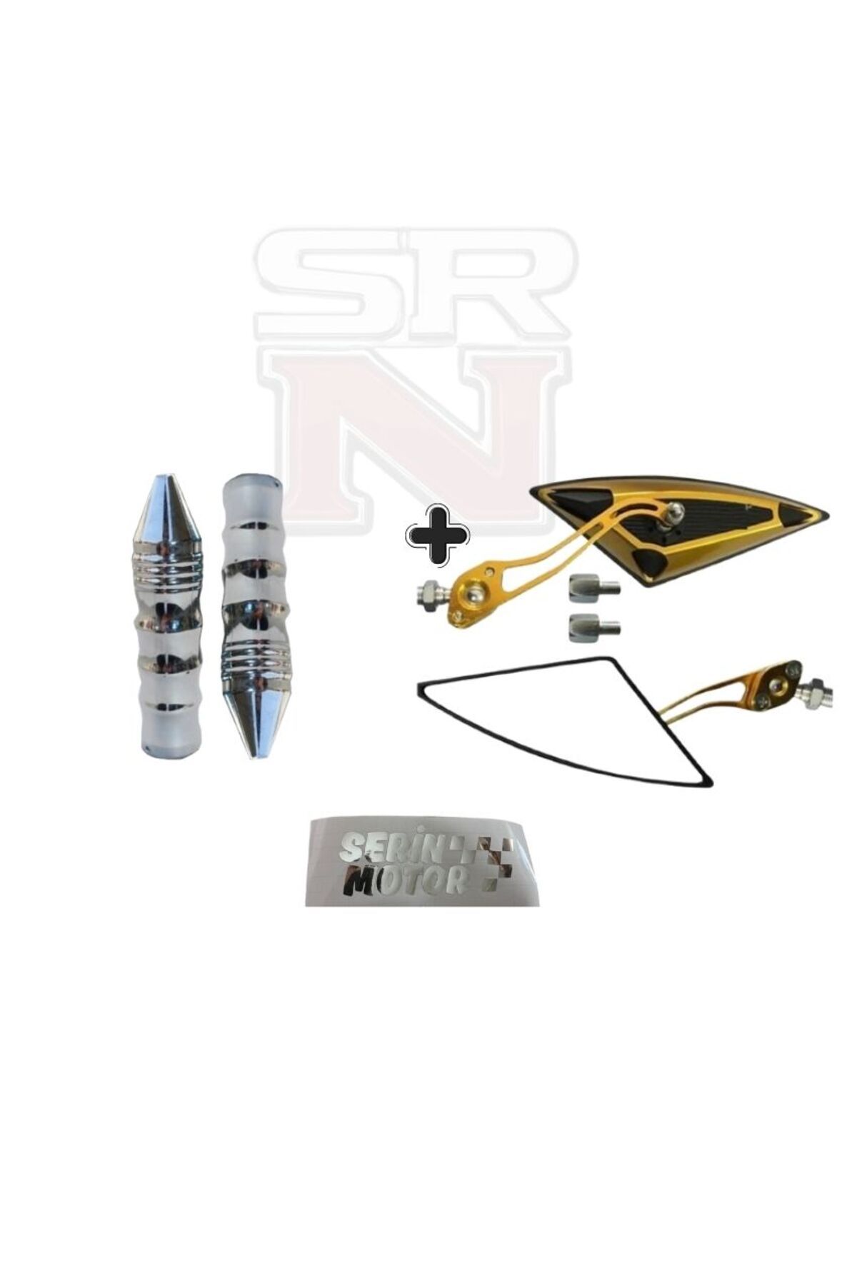 GMS Cg Cup Scooter Yarasa Üçgen Gold Ayna 8mm 10mm+ Modifiye Sivri Elcik Seti SRN