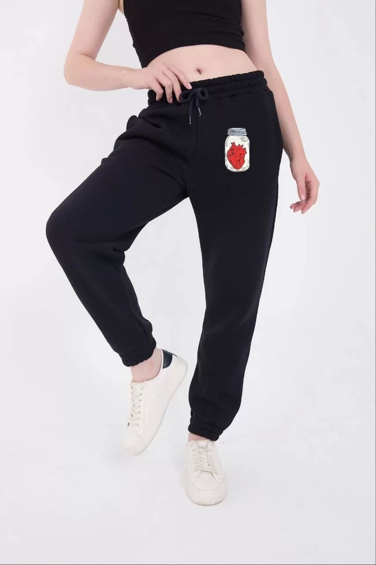 luz&pos Üç İplik Lastikli Baskılı Eşofman Pantolon - Lacivert