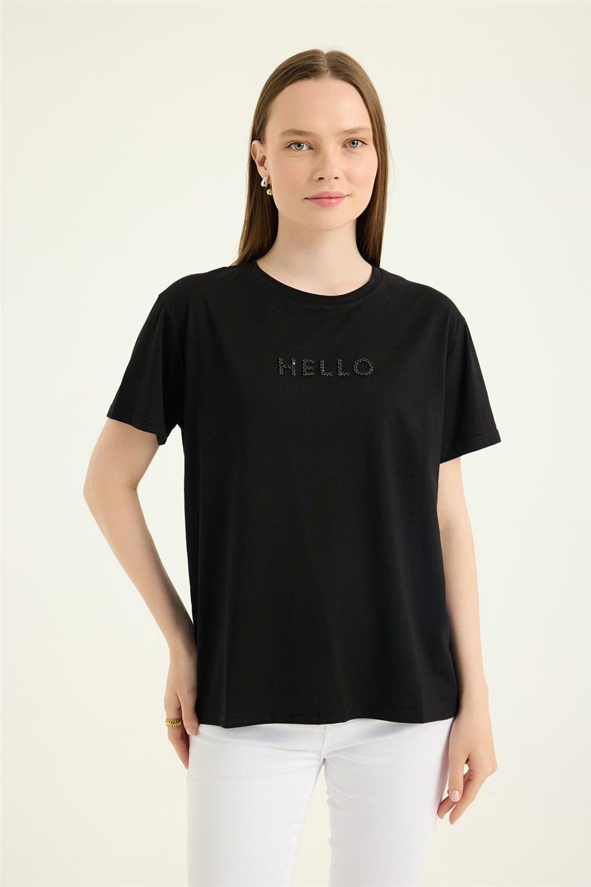 HomeStore Hello Taşlı Tshirt