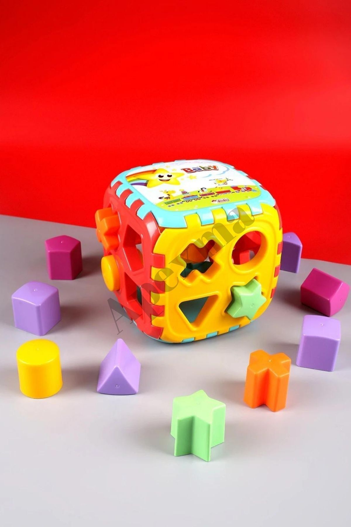 VARDEM OYUNCAK Eğitici Geometrik Şekilli Büyük Bultak Küp - Kız Erkek Oyuncak