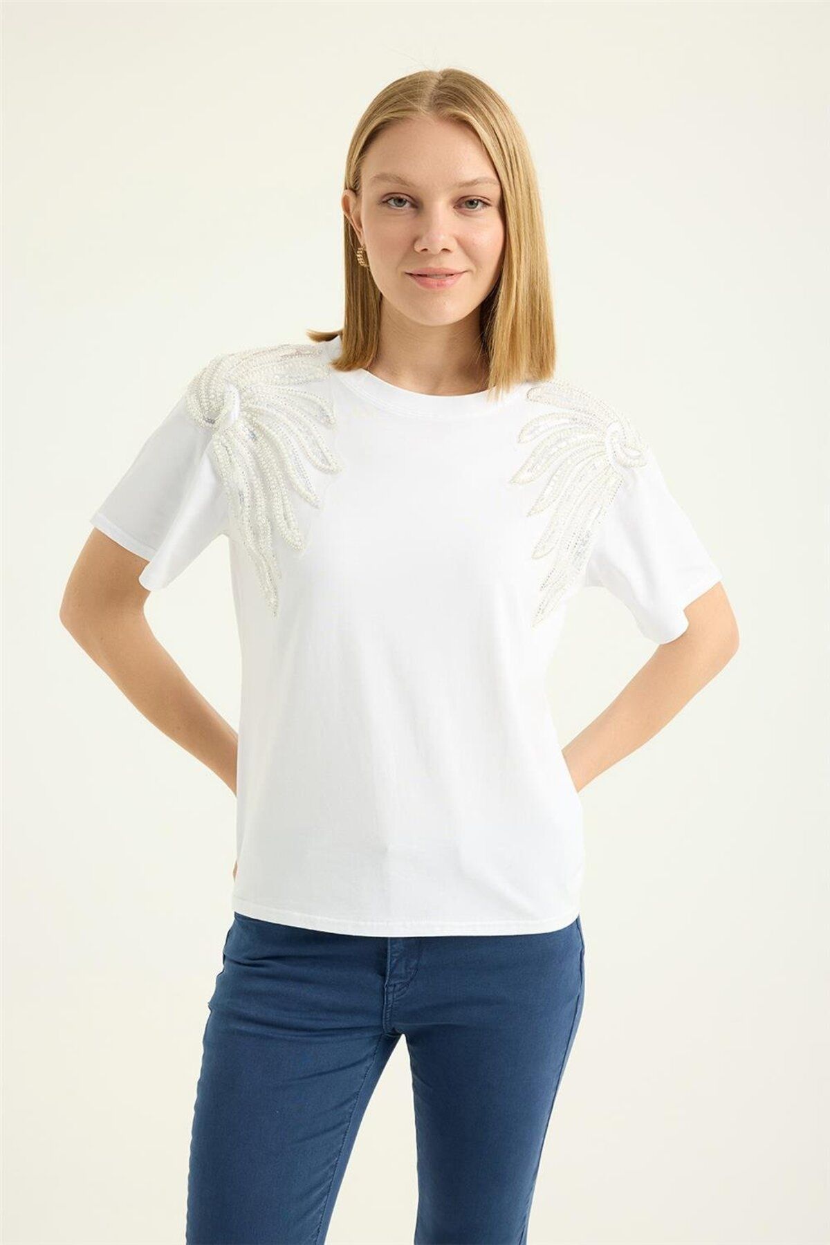 HomeStore Taşlı Payetli Tshirt
