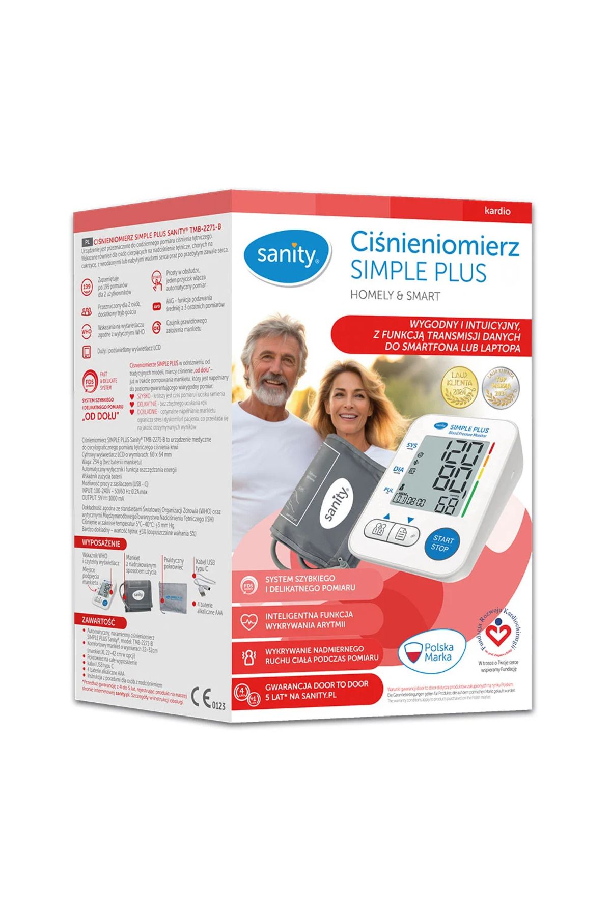 sanity-Sanity Simple Plus electronic upper arm blood pressure monitor, 2 user memory 3