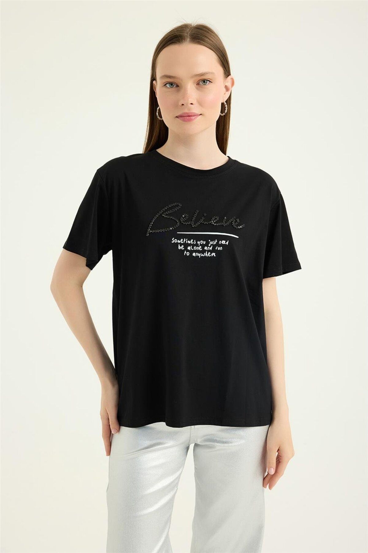 HomeStore Belive Taşlı Tshirt