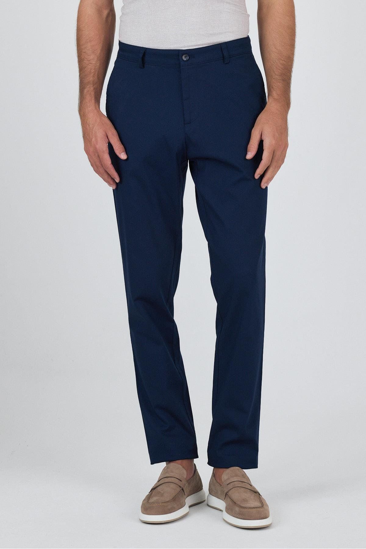 İmza Lacivert Gabardin Yan Cep Düz Paça Comfort Fit Pamuklu Casual Chino Pantolon 1003250121
