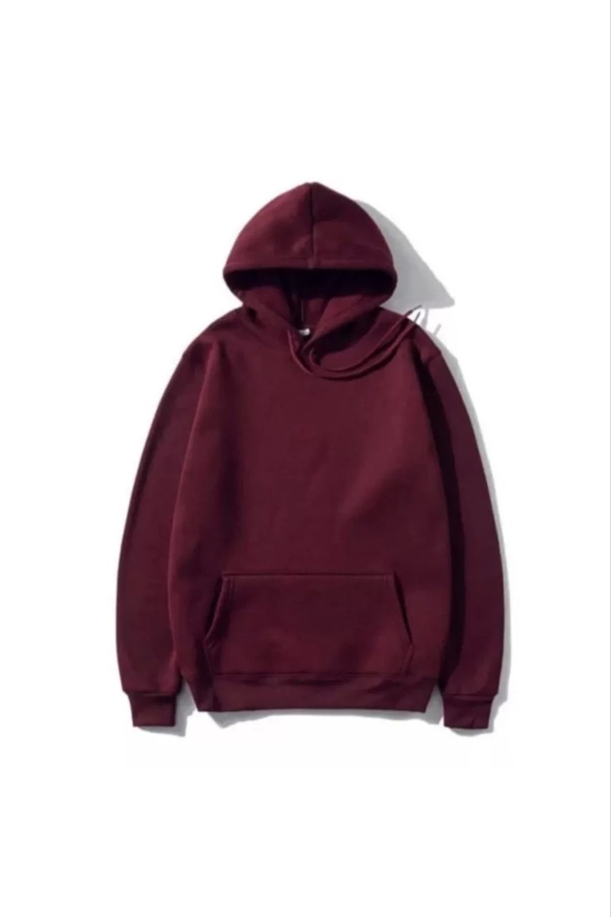 luz&pos 3 İplik Pamuklu Unisex Kapşonlu Sweetshirt - Bordo