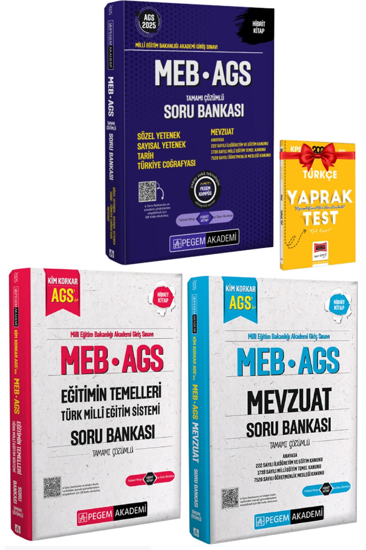 Pegem Akademi Yayıncılık 2025 Pegem MEB AGS Soru Bankası+Eğitimin Temelleri Soru Bankası+Mevzuat Soru Bankası