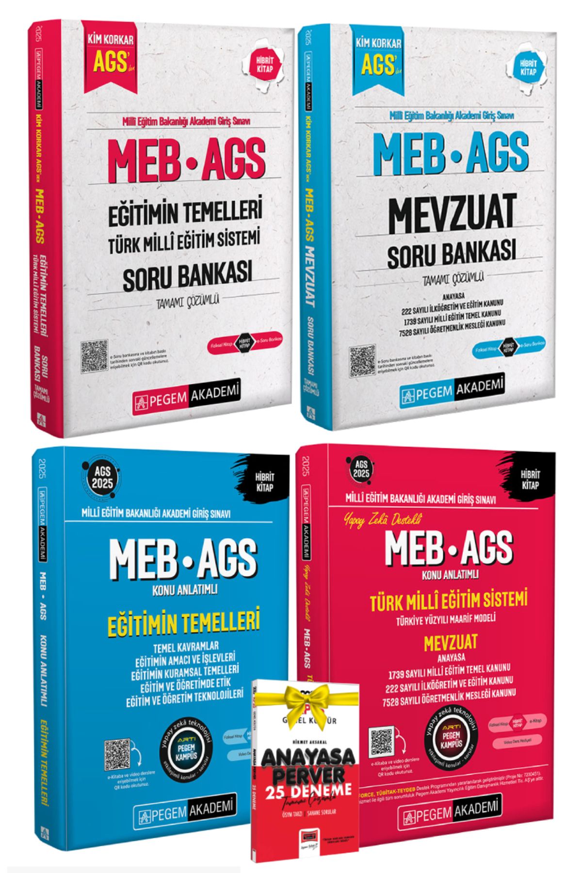 Pegem Akademi Yayıncılık 2025 Pegem MEB AGS Eğtim Temelleri Soru Bankası+Mevzuat Soru Bankası+eğitim Konu+Mevzuat Konu