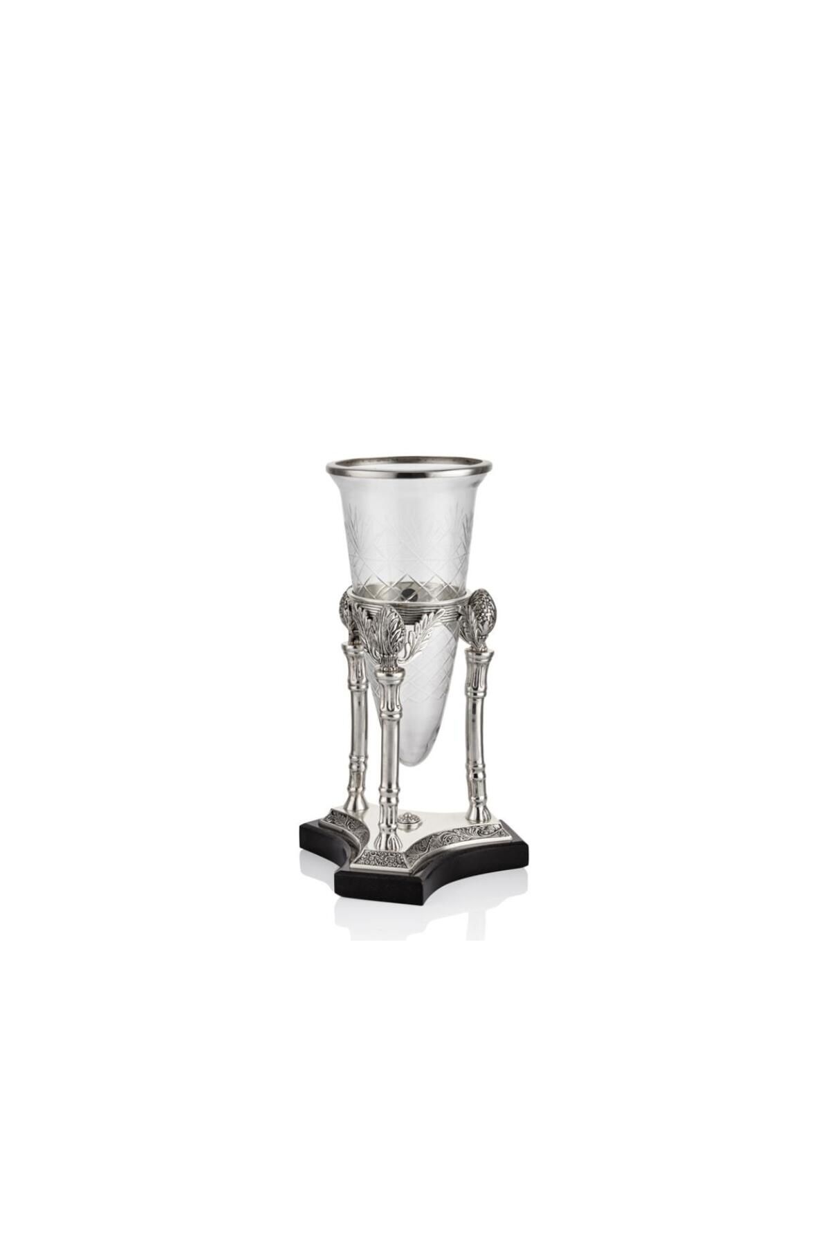 LAMEDORE Zeus Konik Camlı Silver Küçük Boy Vazo 23 x 23 x 45 Cm