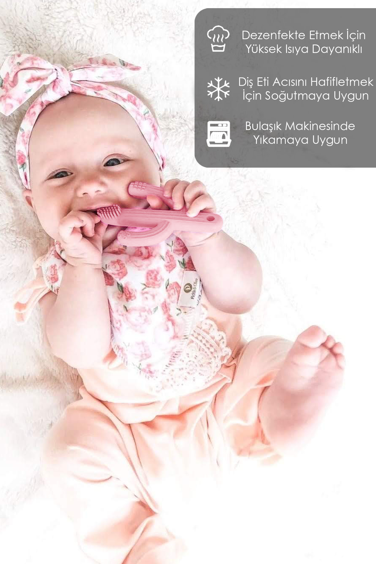 Meleni Baby 3'lü Silikon Diş Kaşıyıcı Set - Kaktüs Zürafa Figürlü Diş Kaşıyıcı Bebek Diş Kaşıma Emziği Pembe fotoğrafı 5 (önizleme)