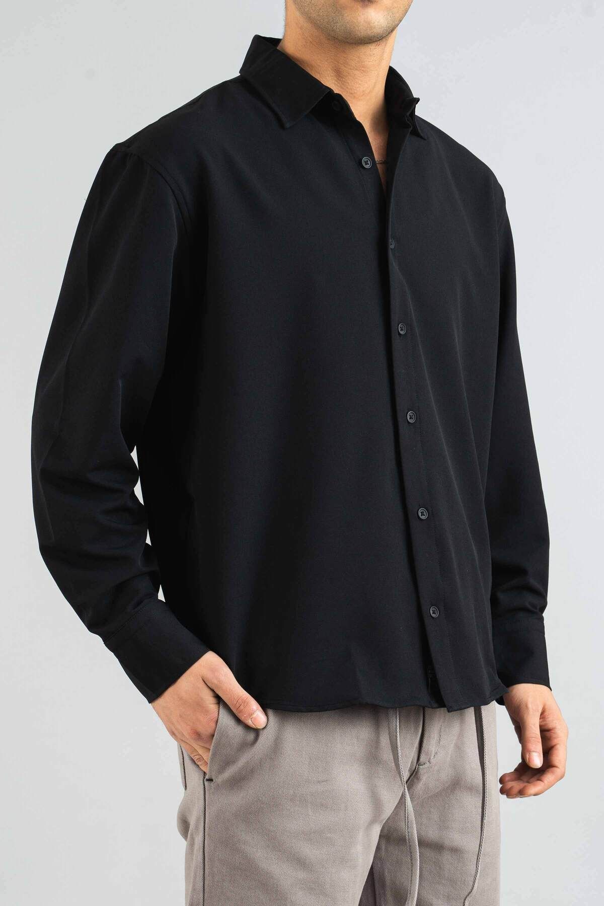 bombe Erkek Gömlek Slim Fit Kolay Ütü Teri Emen Nefes Alan Doku Dört Mevsim Oversize Klasik Gömlek