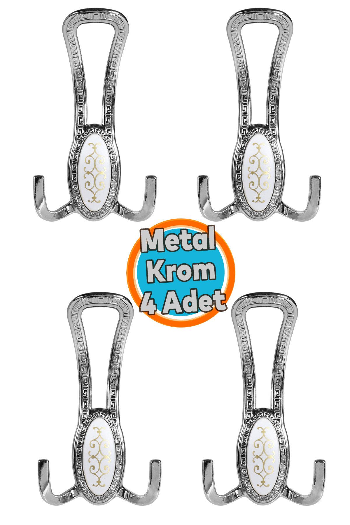 NZB Metal Portmanto Vestiyer Duvar Dolap Elbise Mobilya Kapı Askısı Askılığı Askılık Krom (4 Adet)