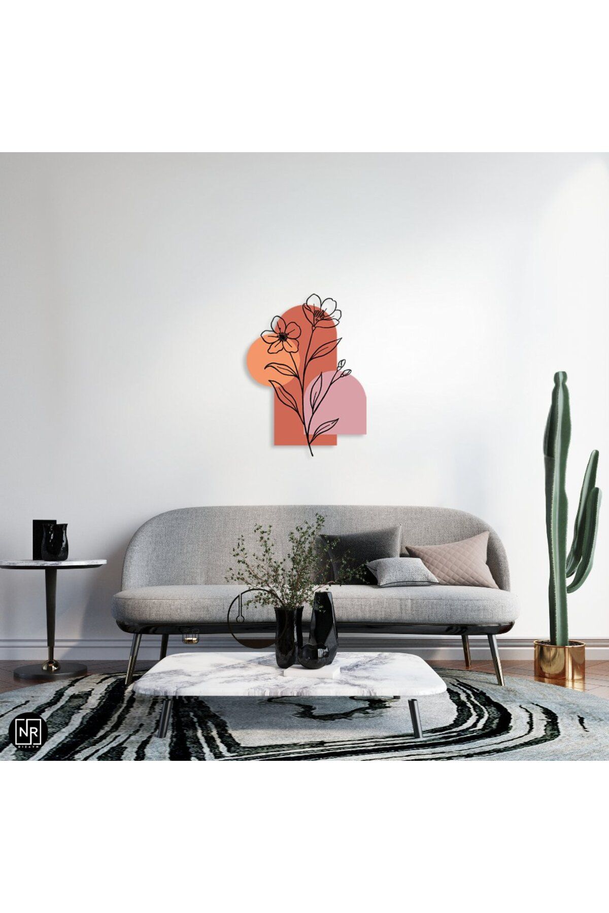 NR Dizayn Pastel Bahar Dekoratif Metal Duvar Tablosu