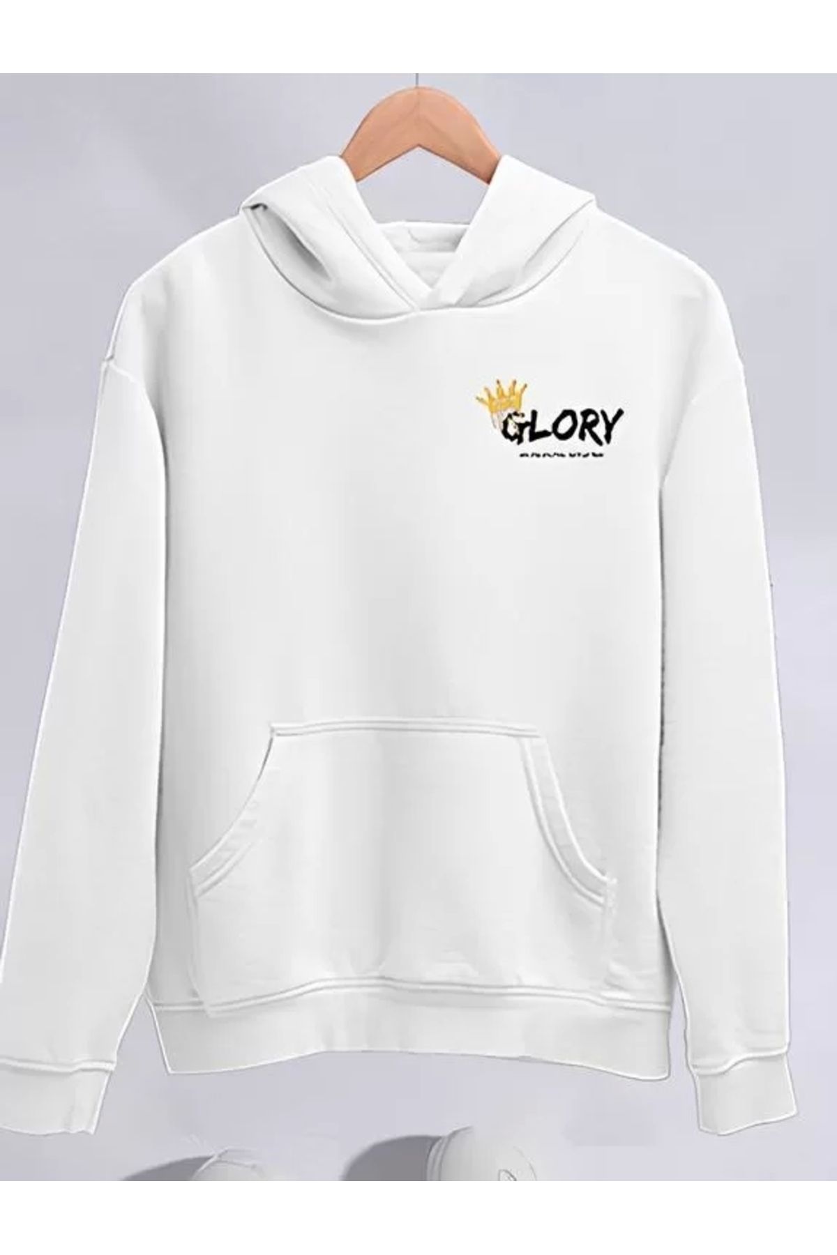 luz&pos Kışlık Üç İplik Kapüşonlu SweatShirt - Beyaz