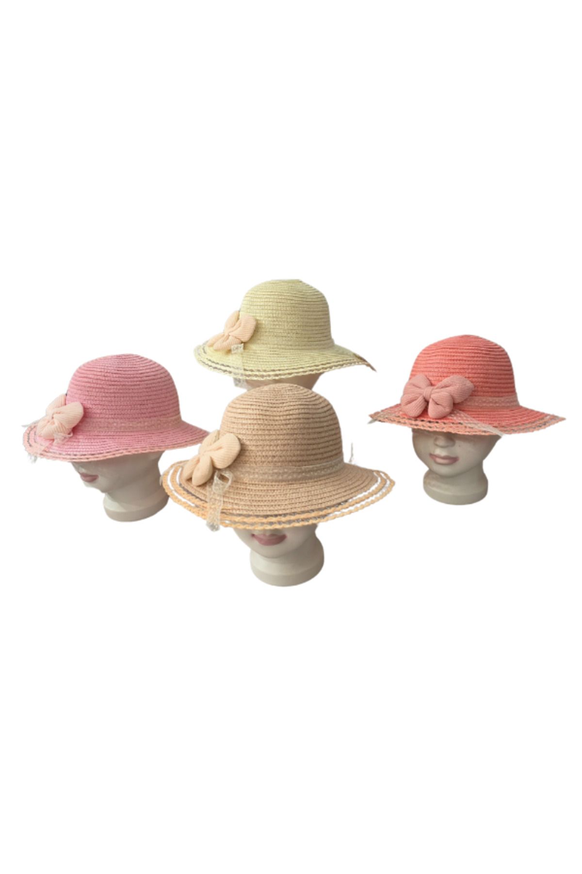 Kitti-Baby Girl Children's Bow Detailed Straw Hat (2-6 Years) 4