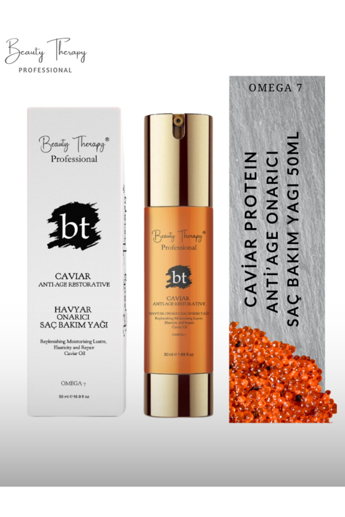 Beauty Therapy CAVİAR PROTEIN ANTI-AGE ONARICI SAÇ BAKIM YAĞI OMEGA7 50ML — s-15-27735