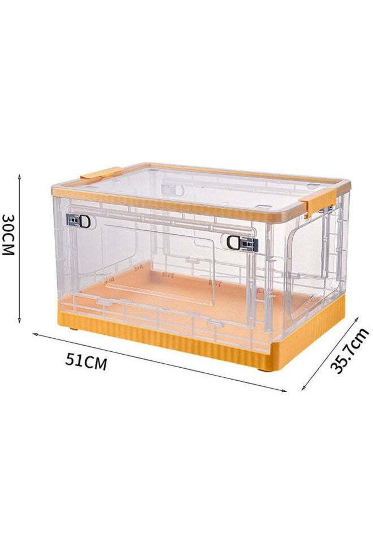 COOYA-1 foldable transparent storage box, durable, stackable, with 4 removable wheels, yellow 4